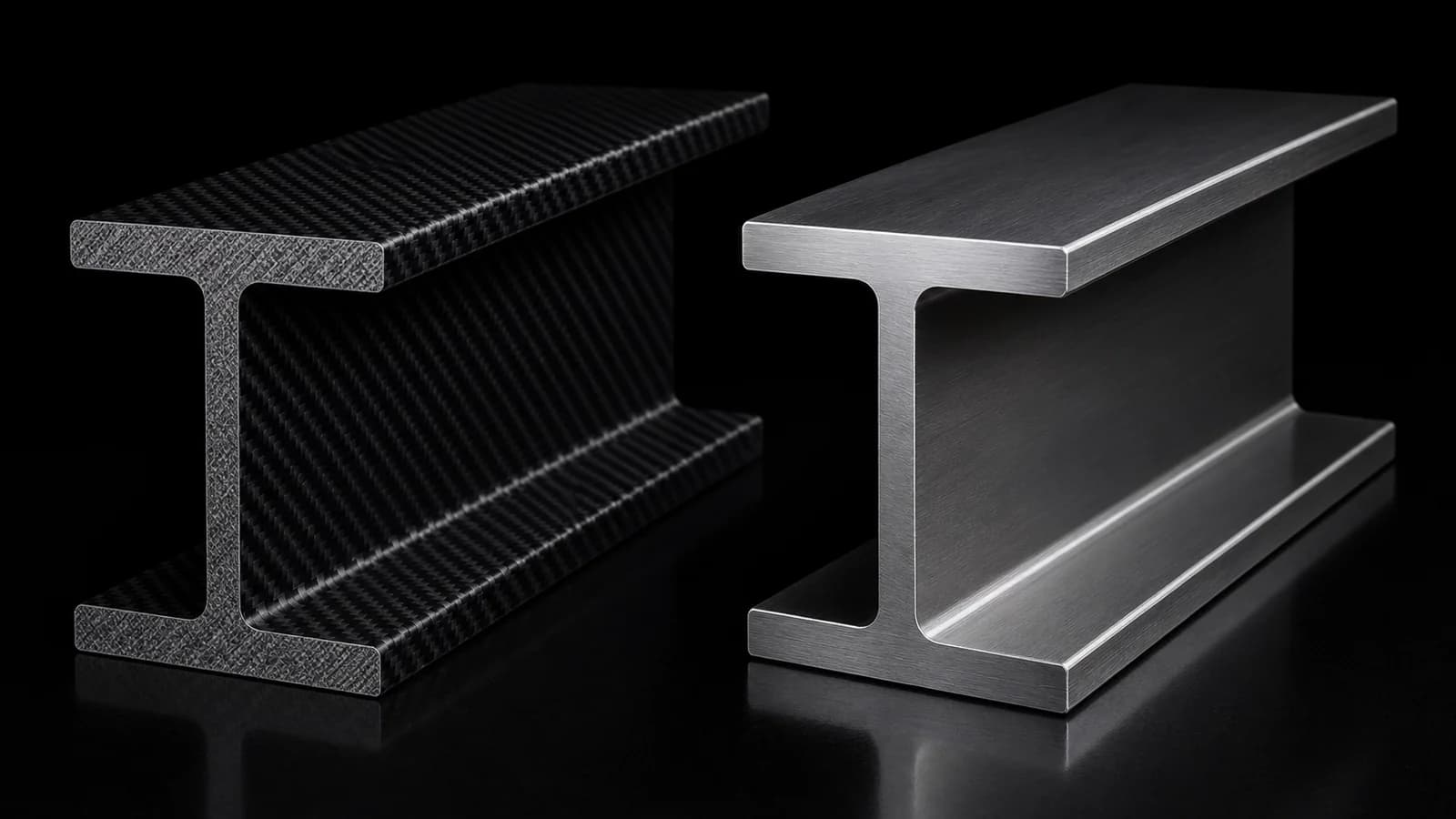 Carbon fiber and steel beam sections