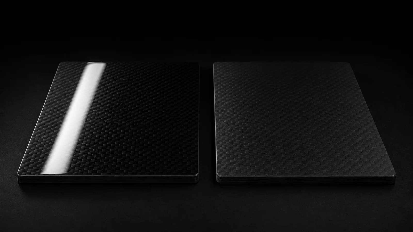 Gloss and matte carbon fiber surface comparison