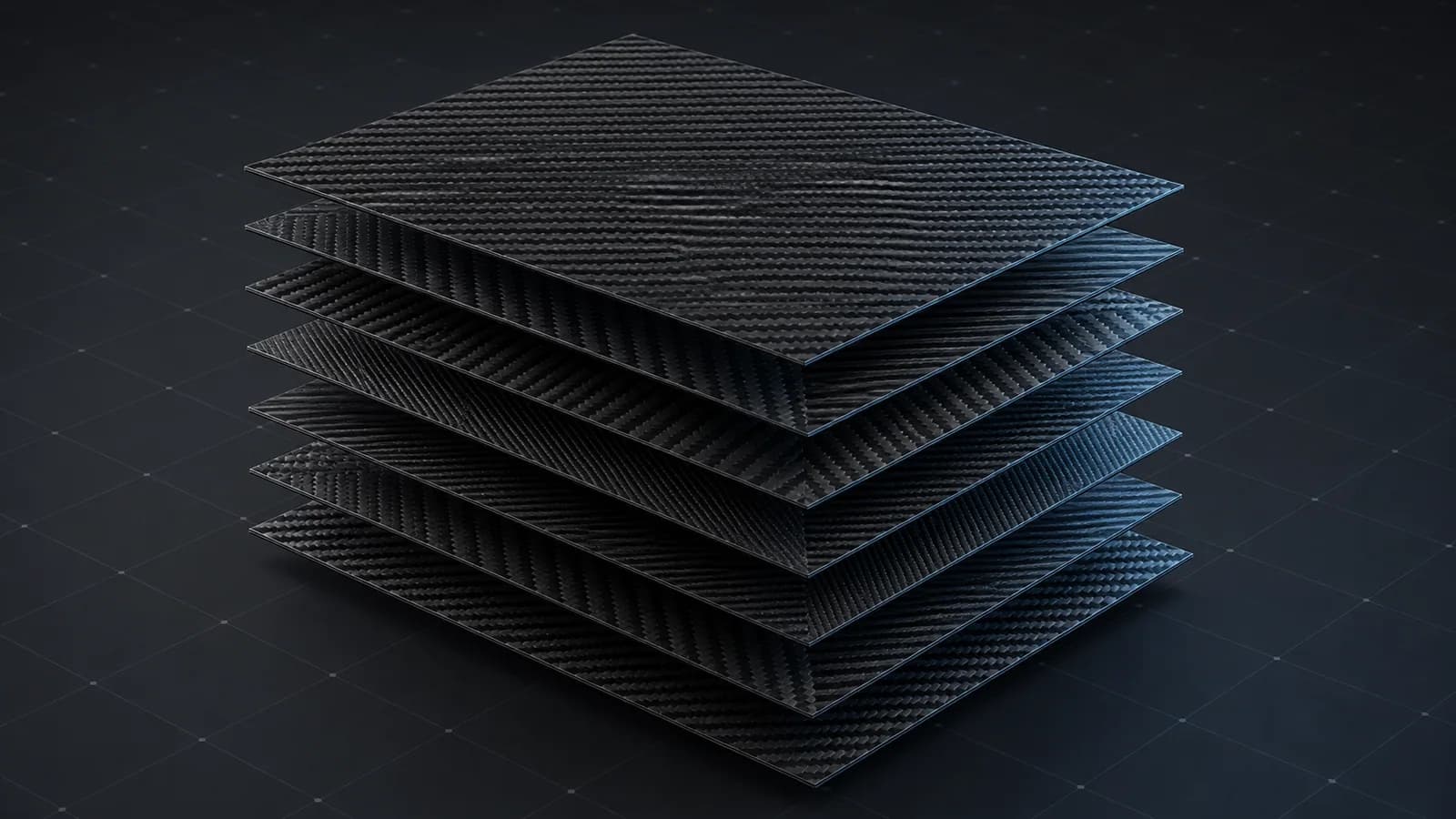 Balanced multi-direction carbon fiber laminate stack