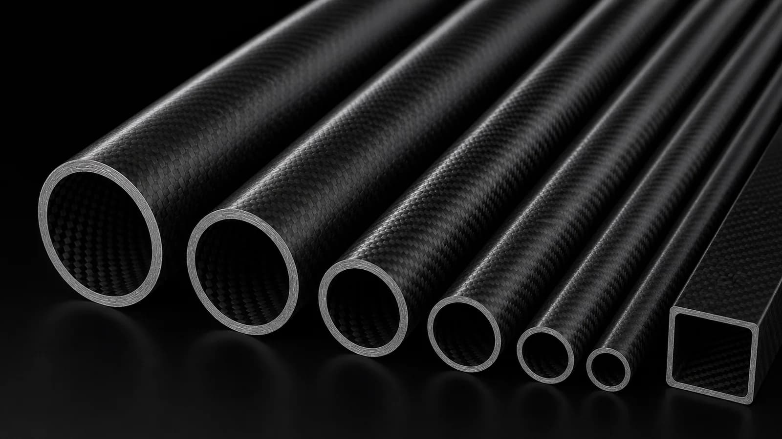 Carbon fiber tubes in different diameters and profiles